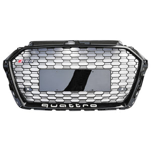 2017-2020 Audi Rs3 Honeycomb Grille | 8V.5 A3/s3 Black Frame Net All Mesh No Emblem /