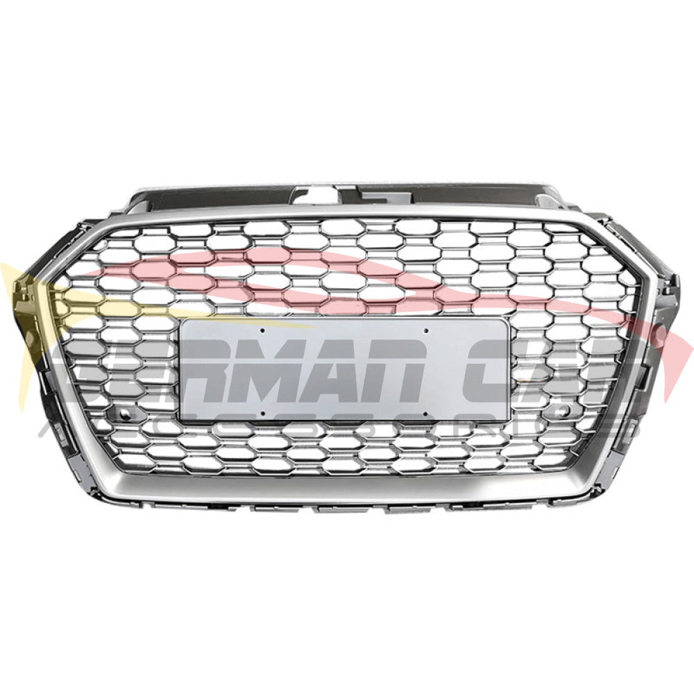 2017-2020 Audi Rs3 Style Honeycomb Grille | 8V.5 A3/S3 Silver Frame Mesh Front Grilles