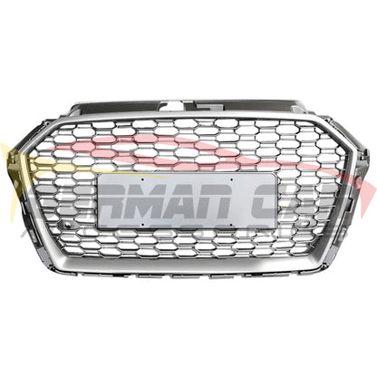 2017-2020 Audi Rs3 Style Honeycomb Grille | 8V.5 A3/S3 Silver Frame Mesh Front Grilles