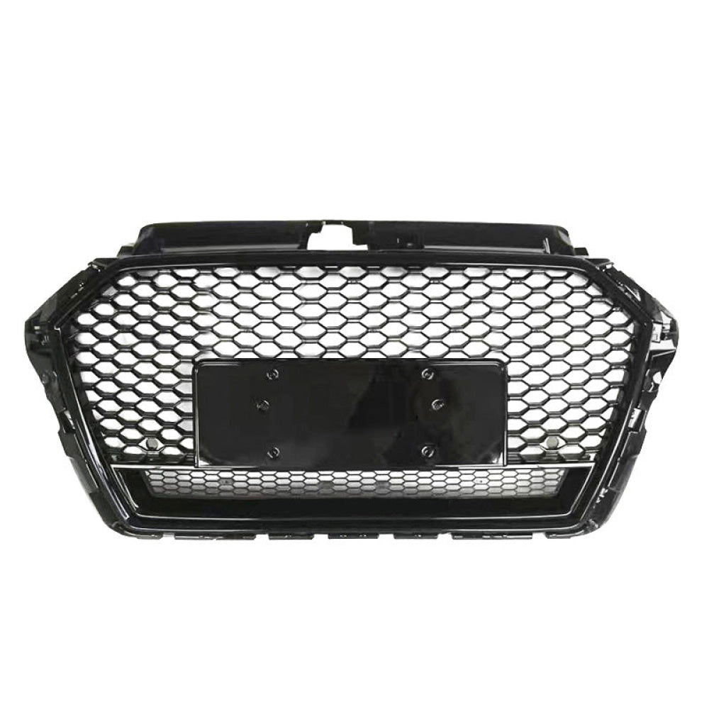 2017-2020 Audi Rs3 Style Honeycomb Grille With Lower Mesh | 8V.5 A3/S3 Black Frame Front Grilles