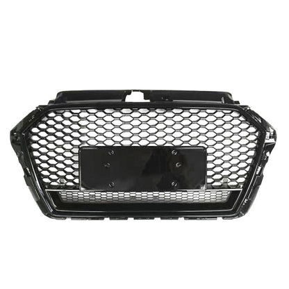 2017-2020 Audi Rs3 Style Honeycomb Grille With Lower Mesh | 8V.5 A3/S3 Black Frame Front Grilles