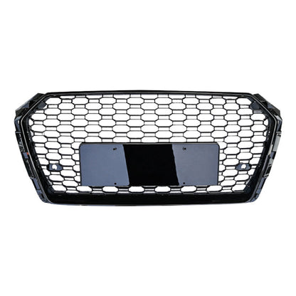 2017-2020 Audi Rs4 Style Honeycomb Grille | B9 A4/S4 Black Frame Mesh / Yes Front Camera Grilles