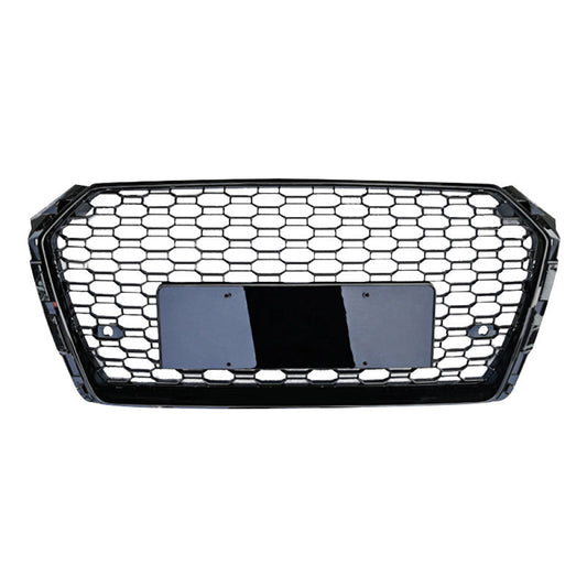 2017-2020 Audi Rs4 Style Honeycomb Grille | B9 A4/S4 Black Frame Mesh / Yes Front Camera Grilles