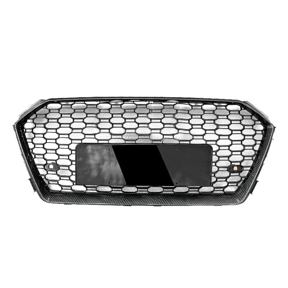 2017-2020 Audi Rs4 Style Honeycomb Grille | B9 A4/S4 Carbon Fiber Frame Black Mesh / Yes Front