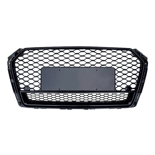 2017-2020 Audi Rs4 Style Honeycomb Grille With Lower Mesh | B9 A4/S4 Black Frame / Yes Front Camera