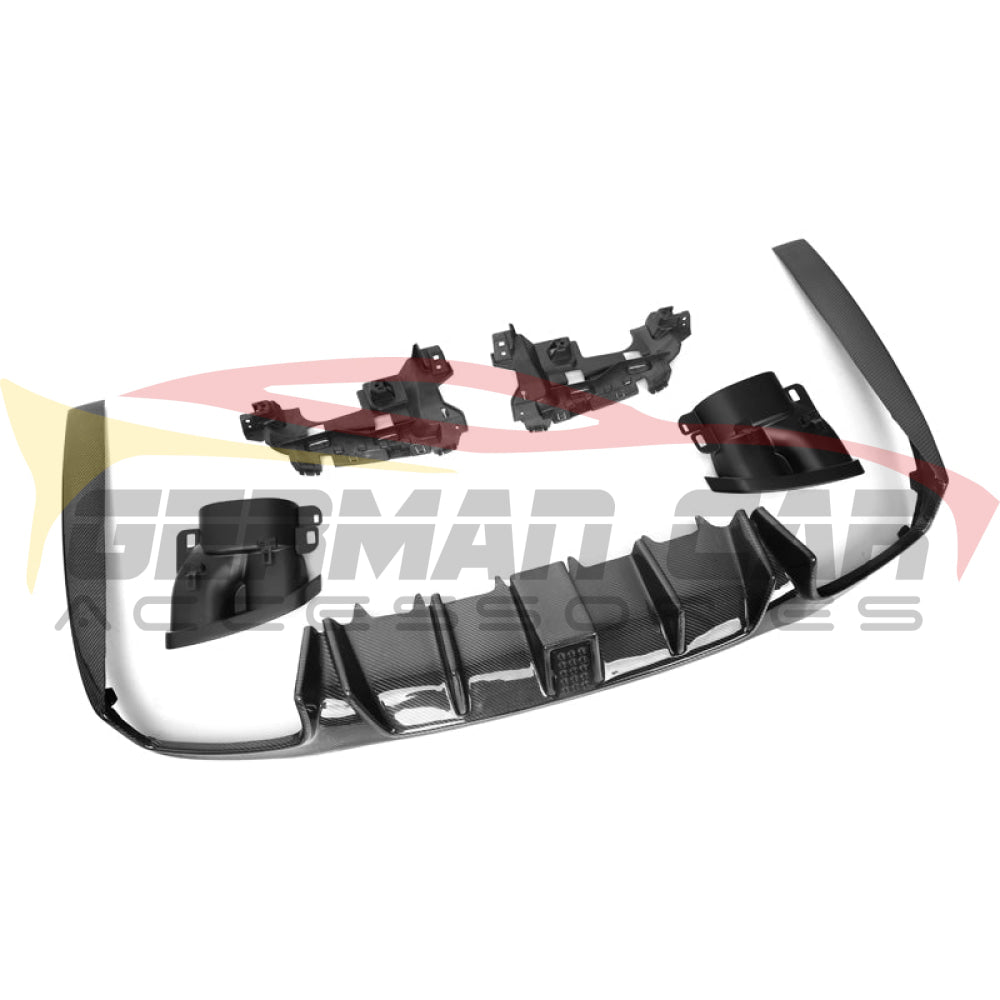 2017-2020 Mercedes-Benz E-Class Carbon Fiber Rear Diffuser With Led Brake Light And Exhaust Tips |