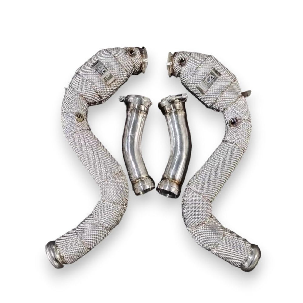 2015-2023 Mercedes C63 Amg Front Race Pipes | W205 Yes Heat Shield / 200 Cell Euro 6 Sport High