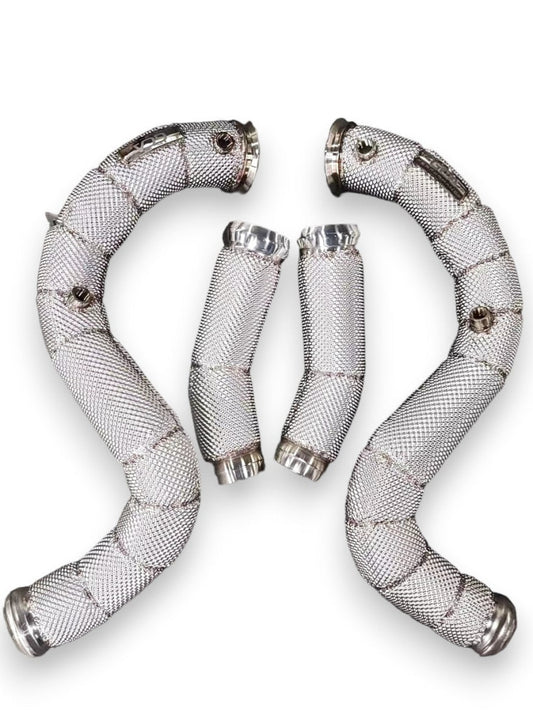 2015-2023 Mercedes C63 Amg Front Race Pipes | W205 Yes Heat Shield / Racing Downpipe (No Cat)