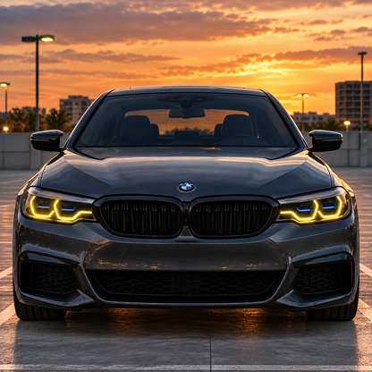 2017-2020 BMW 5-Series/M5 Yellow-White DRL Ikon Style LED Headlights | G30/F90 Pre-LCI