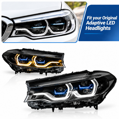 2017-2020 BMW 5-Series/M5 Yellow-White DRL Ikon Style LED Headlights | G30/F90 Pre-LCI