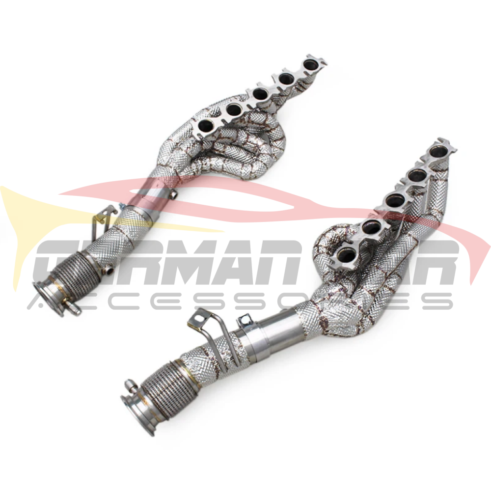 2017-2023 Audi R8 V10 Long Tube Headers | Gen 2/Gen 3 R8 V10 Yes Heat Shield / Racing Downpipe (No Cat) Headers