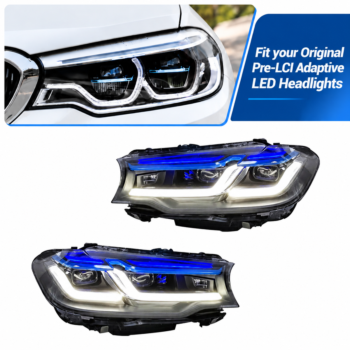 2017-2023 BMW 5-Series/M5 LCI Laser Style LED Headlights | G30/F90
