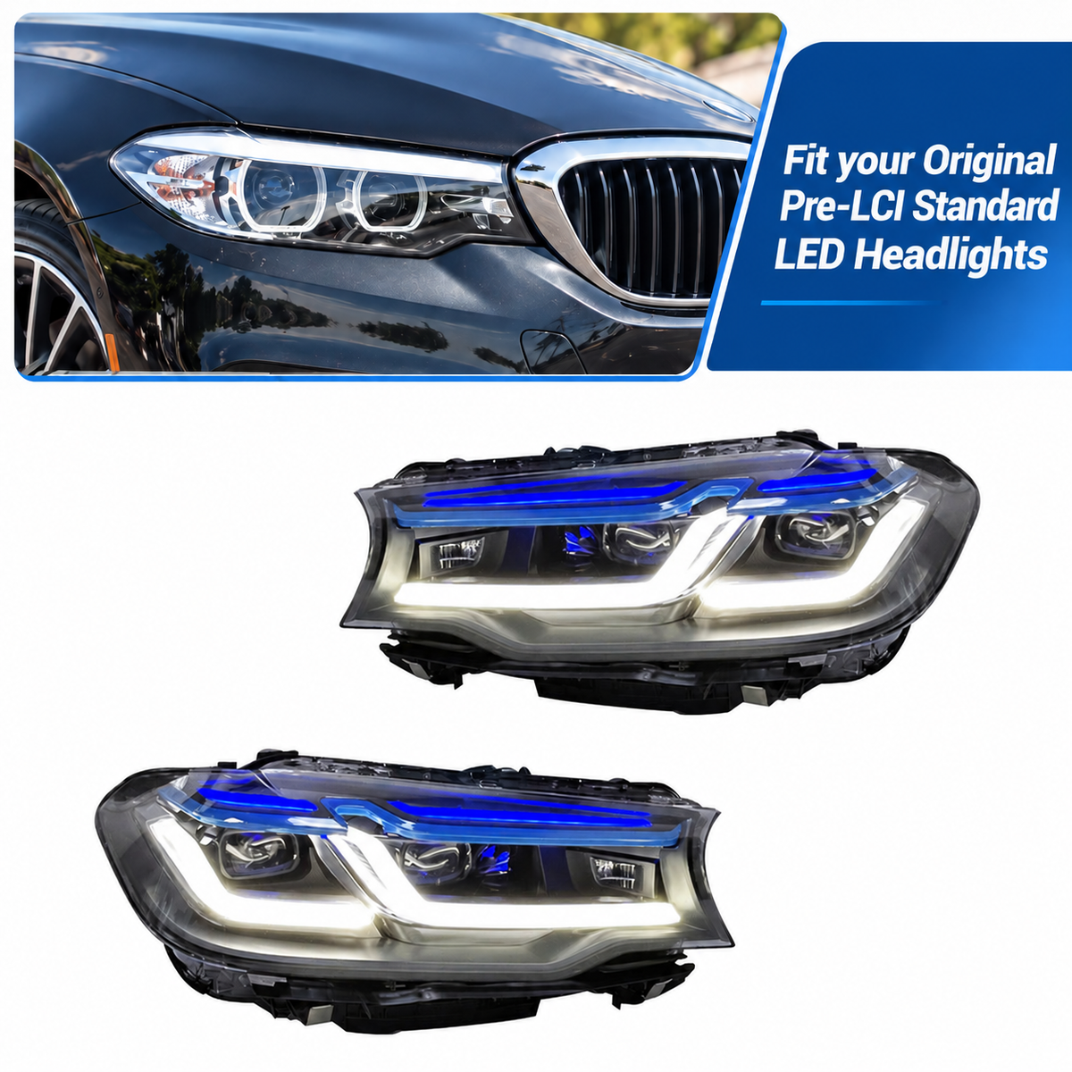 2017-2023 BMW 5-Series/M5 LCI Laser Style LED Headlights | G30/F90