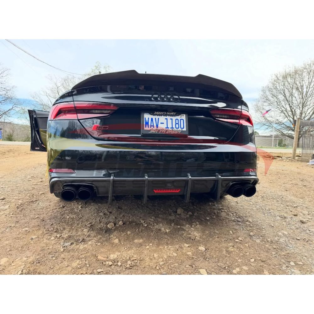2018-2019 Audi A5/S5 Carbon Fiber KB Style Diffuser with LED Brake Light | B9 A5/S5 Rear Diffusers