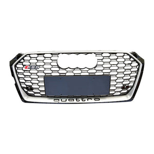 2018-2019 Audi Rs5 Honeycomb Grille | B9 A5/s5 Silver Frame Black Net With Emblem / Yes Front Camera