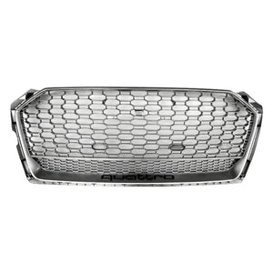 2018-2019 Audi Rs5 Honeycomb Grille With Lower Mesh | B9 A5/s5 Silver Frame Net All No Emblem / Yes