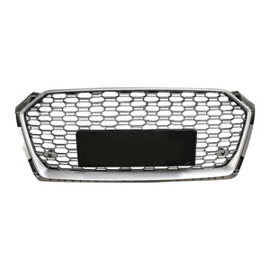 2018-2019 Audi Rs5 Style Honeycomb Grille | B9 A5/S5 Silver Frame Mesh / Yes Front Camera Grilles