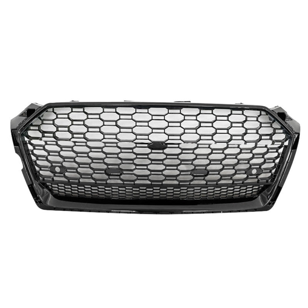 2018 2019 Audi RS5 Style Honeycomb Grille with Lower Mesh | B9 A5/S5 Black Frame Black Mesh / Yes Front Camera Front