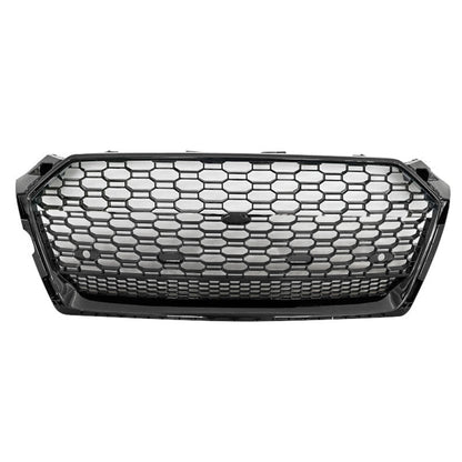 2018 2019 Audi RS5 Style Honeycomb Grille with Lower Mesh | B9 A5/S5 Black Frame Black Mesh / Yes Front Camera Front