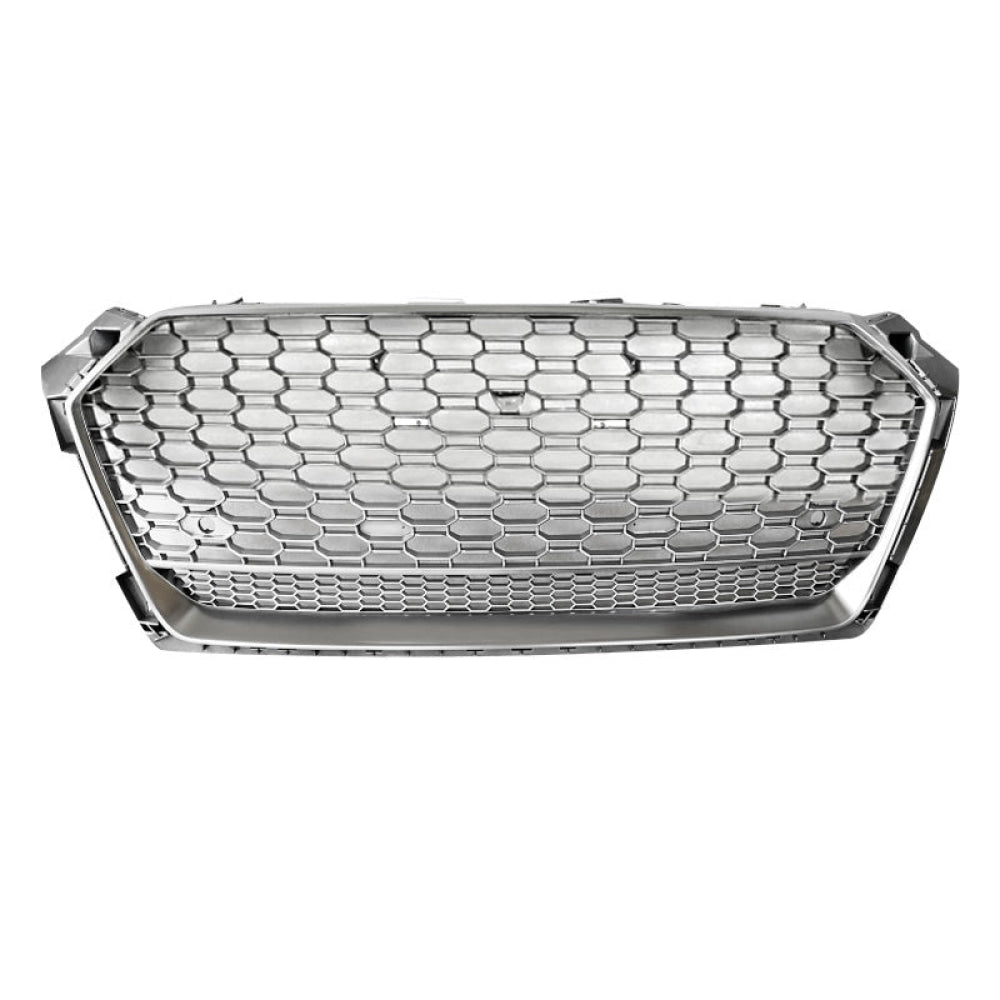 2018-2019 Audi Rs5 Style Honeycomb Grille With Lower Mesh | B9 A5/S5 Silver Frame / Yes Front