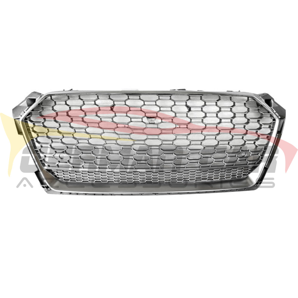 2018-2019 Audi Rs5 Style Honeycomb Grille With Lower Mesh | B9 A5/S5 Silver Frame / Yes Front
