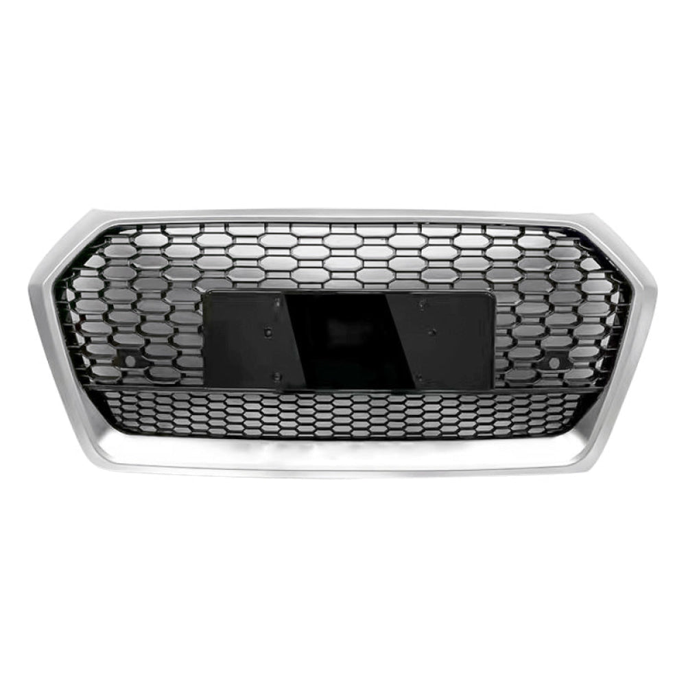 2018-2020 Audi Rsq5 Style Honeycomb Grille | B9 Q5/Sq5 Silver Frame Black Mesh / Yes Front Camera