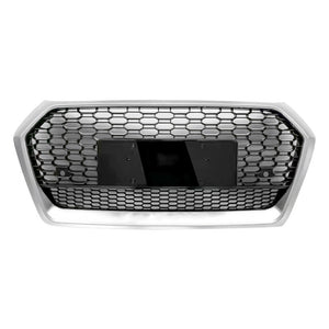 2018-2020 Audi Rsq5 Style Honeycomb Grille | B9 Q5/Sq5 Silver Frame Black Mesh / Yes Front Camera