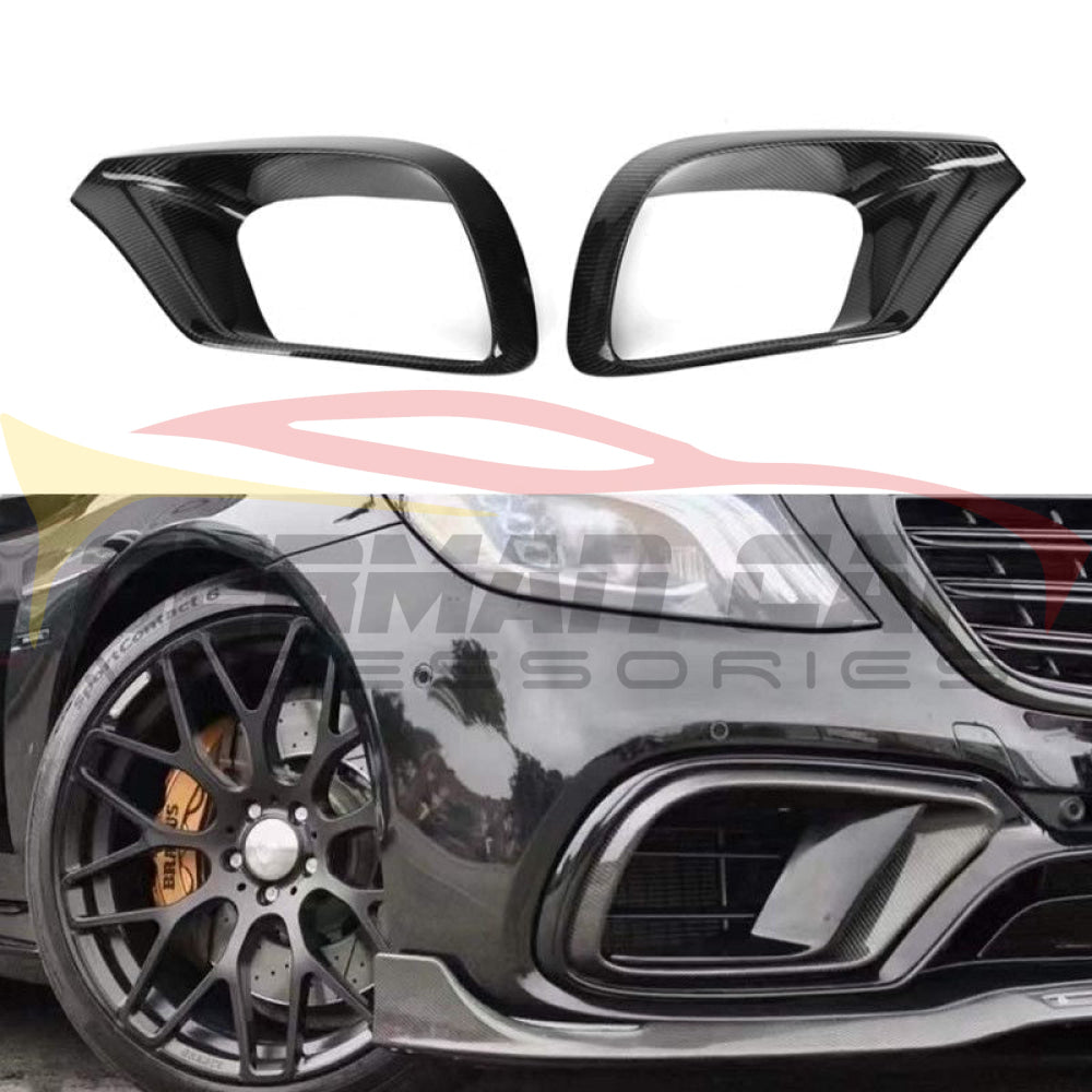 2018-2020 Mercedes AMG S63 Carbon Fiber Front Bumper Air Intake Trims I W222 - Additional Accessories