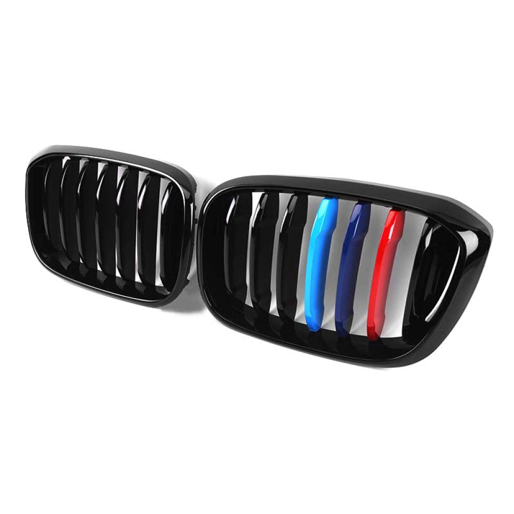 2018+ Bmw X3/x3M/x4/x4M Single Slat Kidney Grilles | G01/f97/g02/f98 Gloss Black With M Stripe