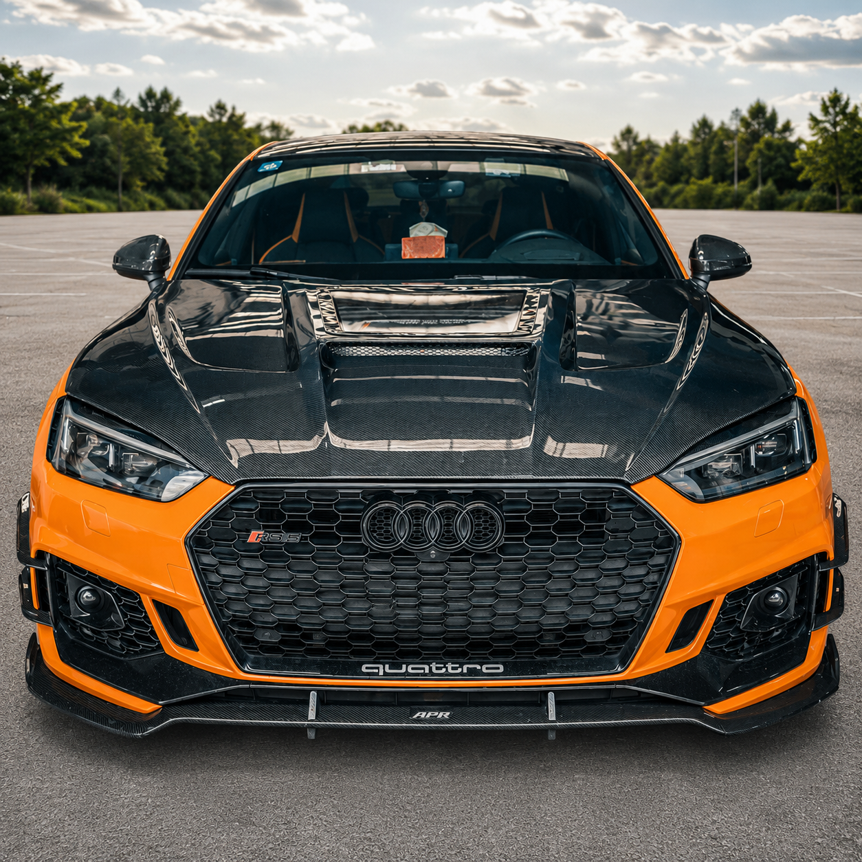 2018-2024 Audi A5/S5/RS5 Glass Engine Cover V3 Carbon Fiber Hood | B9/B9.5