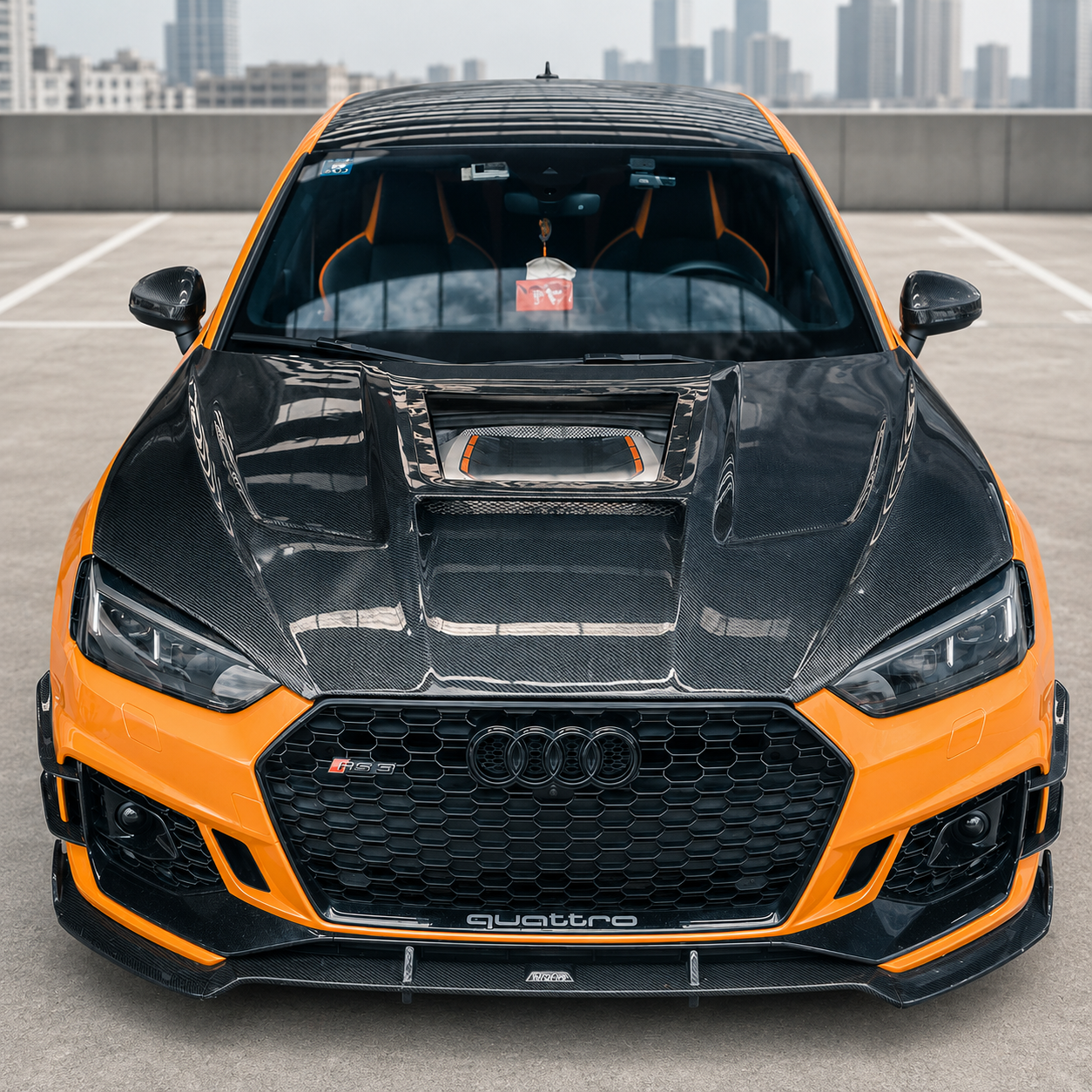 2018-2024 Audi A5/S5/RS5 Glass Engine Cover V3 Carbon Fiber Hood | B9/B9.5