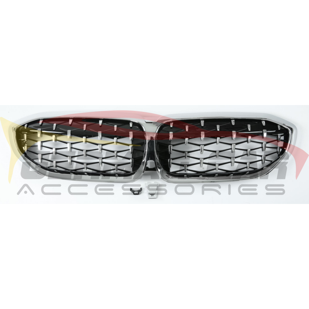 2019+ Bmw 3-Series Diamond Style Kidney Grilles | G20 Chrome With Diamonds