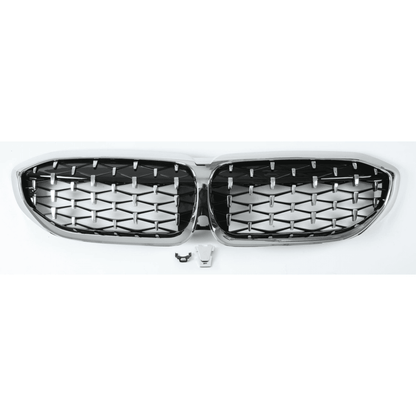 2019+ Bmw 3-Series Diamond Style Kidney Grilles | G20 Chrome With Diamonds