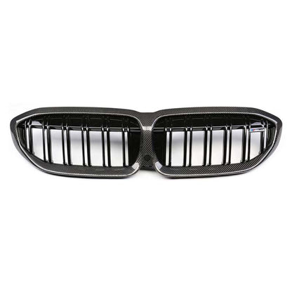 2019+ Bmw 3-Series Dual Slat Kidney Grilles | G20 Carbon Fiber