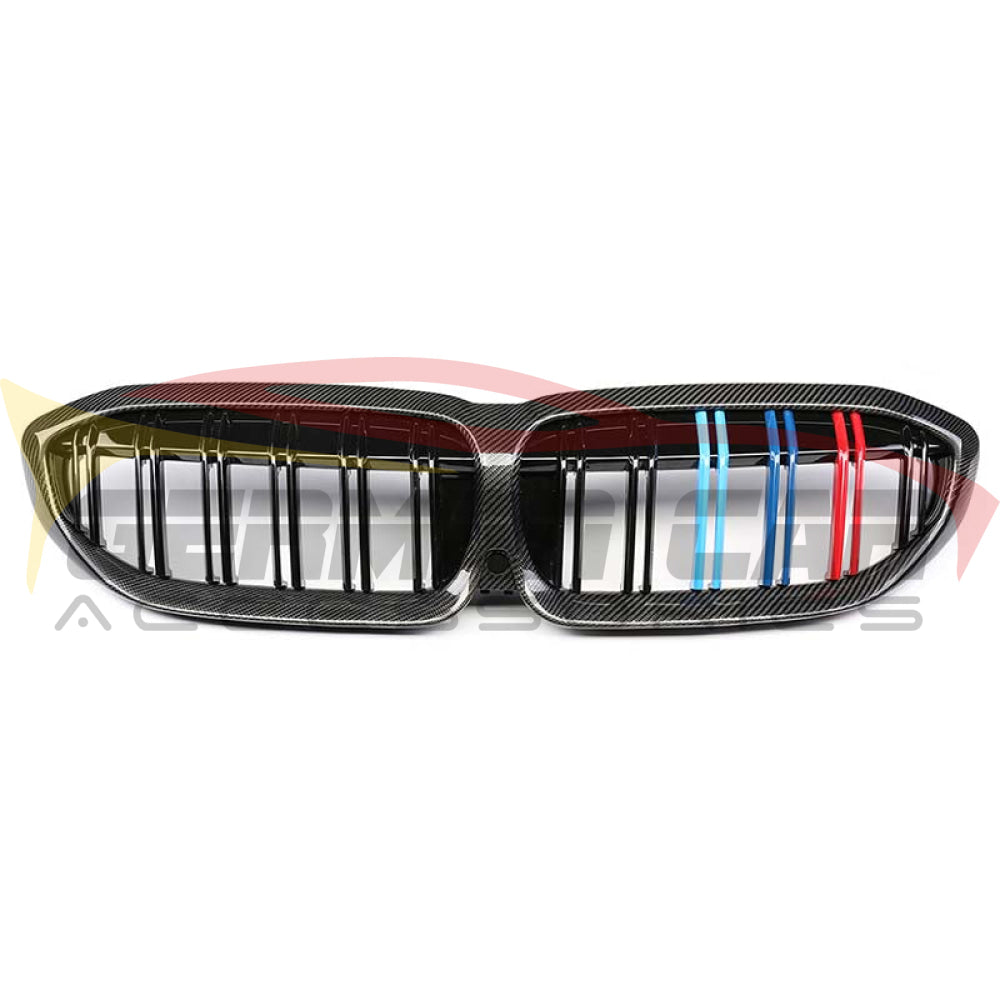 2019+ Bmw 3-Series Dual Slat Kidney Grilles | G20 Carbon Fiber With M Stripe