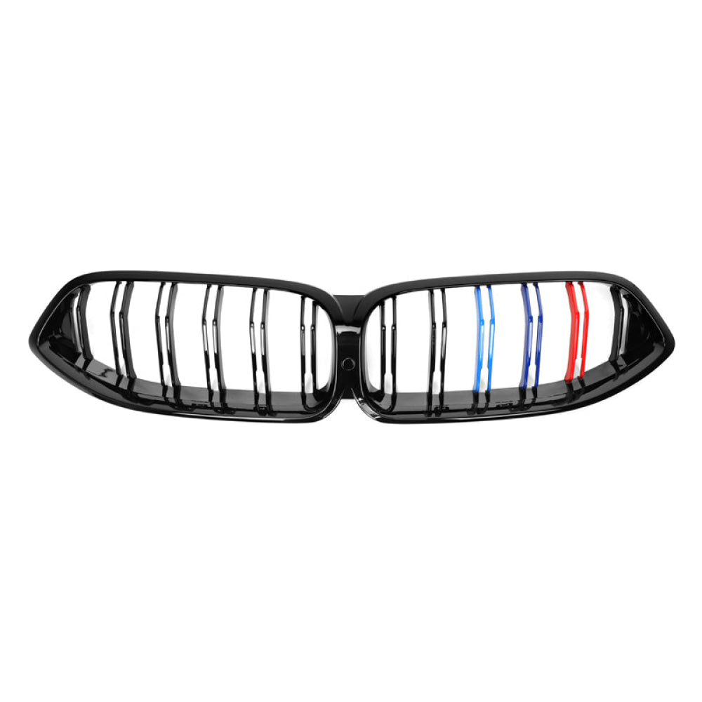 2019+ Bmw 8-Series/m8 Kidney Grilles | F91/f92/f93/g14/g15/g16 Gloss Black With M Stripe