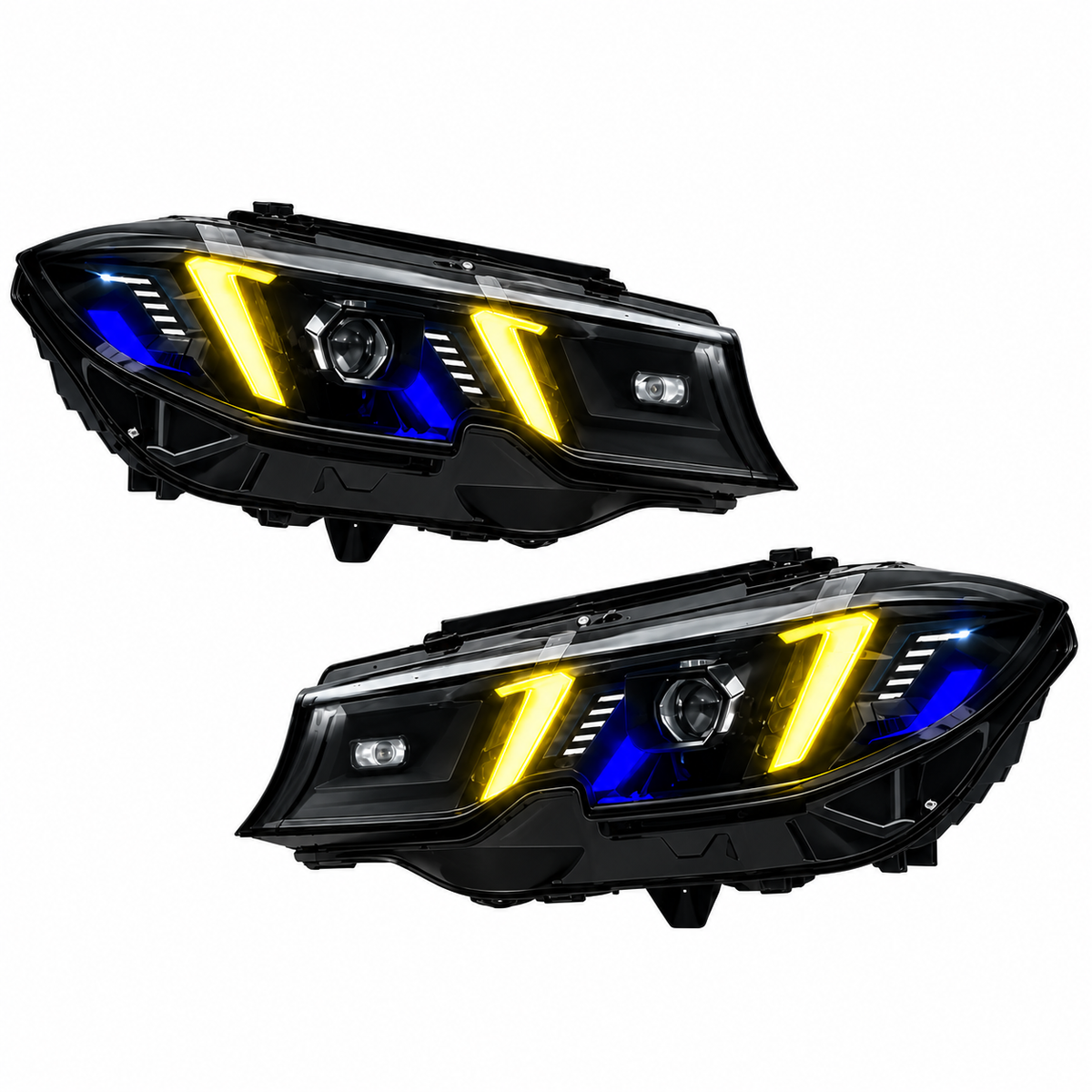 2019-2022 BMW 3-Series Yellow-White DRL Snake Eye Style Headlights | G20 Pre-LCI