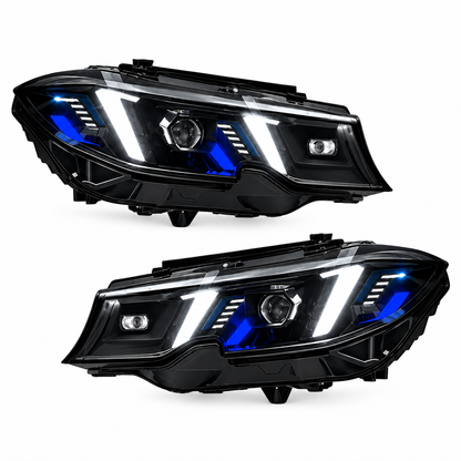 2019-2022 BMW 3-Series Yellow-White DRL Snake Eye Style Headlights | G20 Pre-LCI
