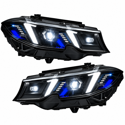 2019-2022 BMW 3-Series Yellow-White DRL Snake Eye Style Headlights | G20 Pre-LCI