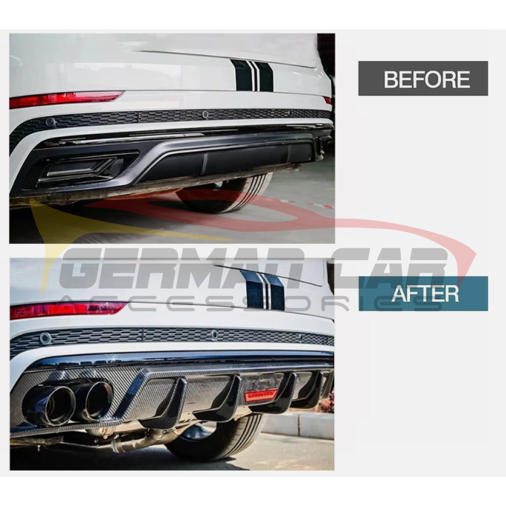 2019 + Audi Q8/SQ8 Carbon Fiber KB Style Diffuser with LED Brake Light | Q8/SQ8 Rear Diffusers