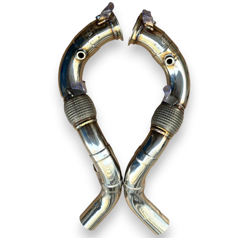 2019-2023 Bmw X5/X6/X7 M50I Downpipes | G05/G06/G07 No Heat Shield / Racing Downpipe (No Cat) Front