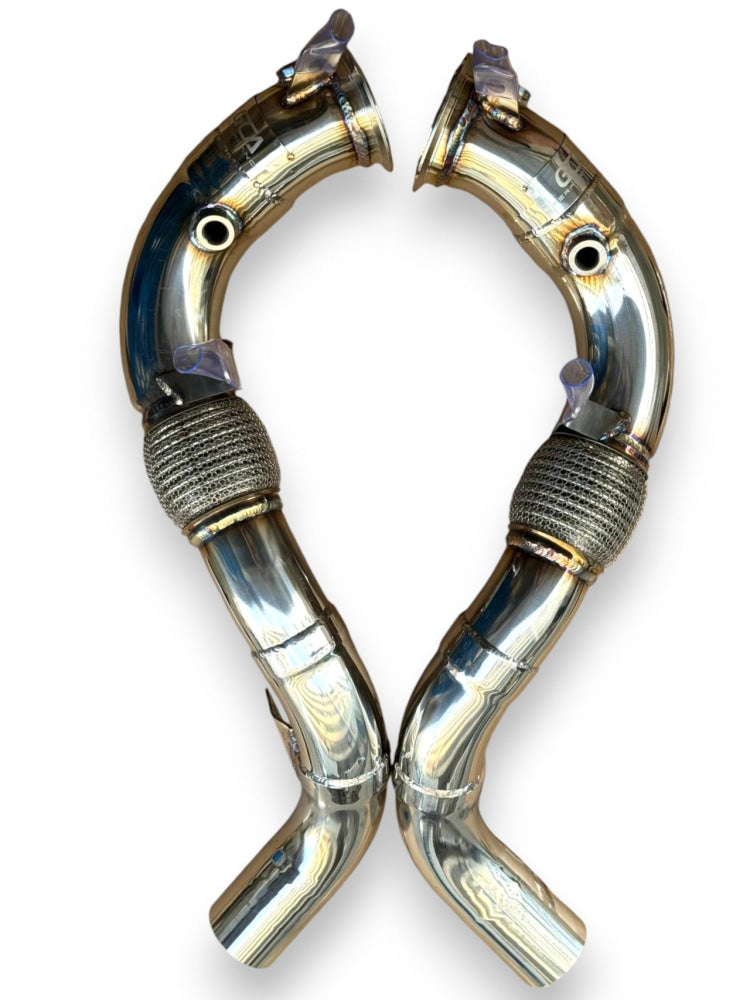 2019-2023 Bmw X5/X6/X7 M50I Downpipes | G05/G06/G07 No Heat Shield / Racing Downpipe (No Cat) Front