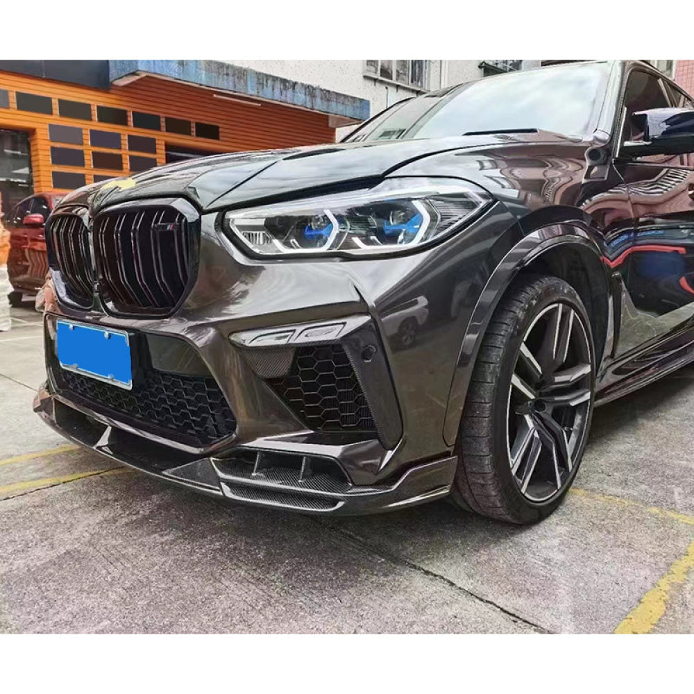 2019-2023 Bmw X5M Carbon Fiber Ld Style Upper Front Bumper Splitters | F95 Lips/Splitters