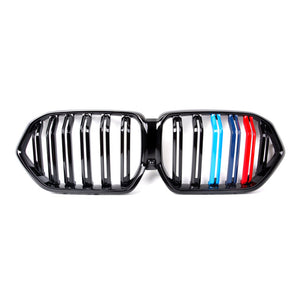 2019+ Bmw X6/X6M Dual Slat Kidney Grilles | G06/F96 Gloss Black With M Stripe