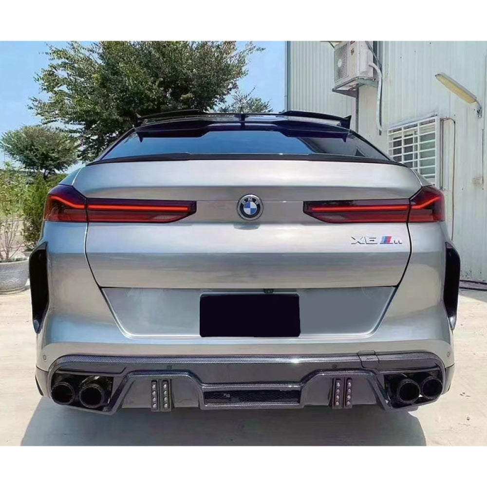 2019-2023 Bmw X6M Carbon Fiber Ld Style Rear Diffuser With Led Lights | F96 Diffusers