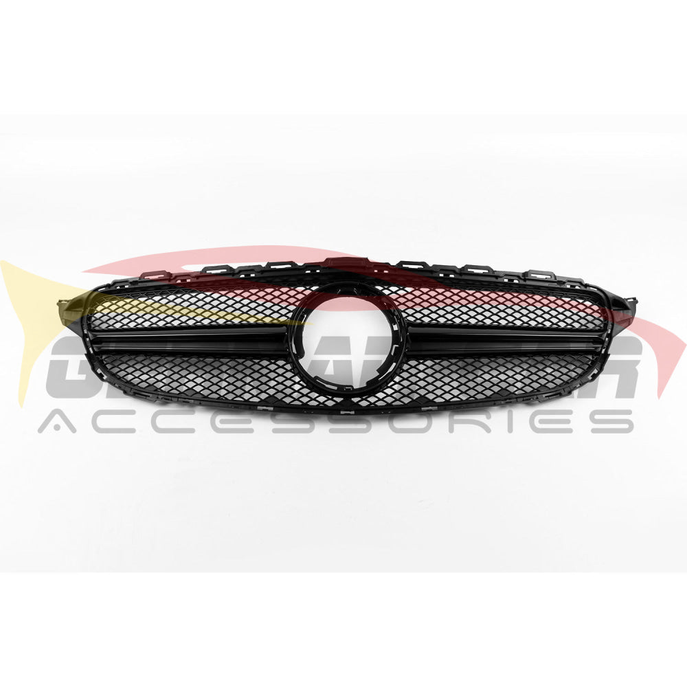 Black Front Grille With LED Emblem For Mercedes W205 C-Class (2019-2021 C200, C300, C43) - WPKMOTORS