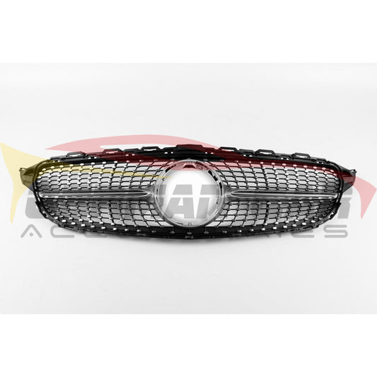 2019+ Mercedes-Benz C-Class Diamond Style Front Grille | W205 Chrome Silver / Yes Camera Mercedes