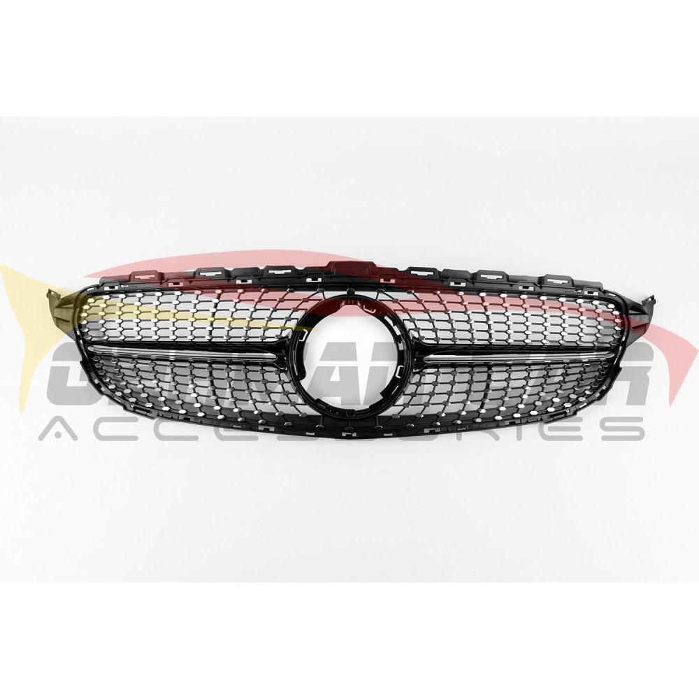 2019+ Mercedes-Benz C-Class Diamond Style Front Grille | W205 Gloss Black / Yes Camera Chrome