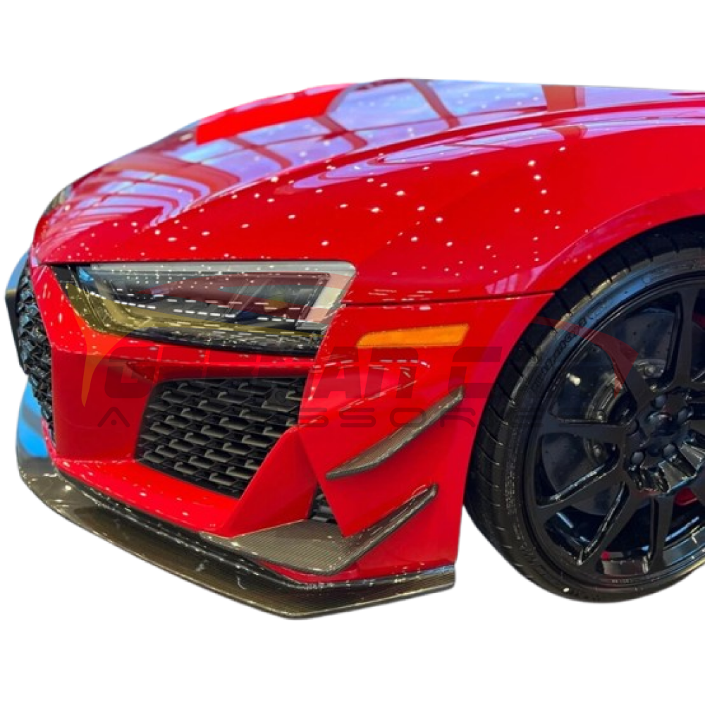 2019-2023 Audi R8 P Style 4Pcs Dry Carbon Fiber Front Bumper Canards I MK2 Gen2 - Additional Accessories