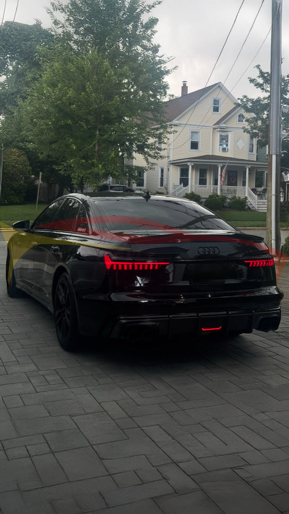 2019+ Audi A6/S6 Carbon Fiber Aggressive KB Style Diffuser with LED Brake Light | C8 A6/S6 Rear Diffusers